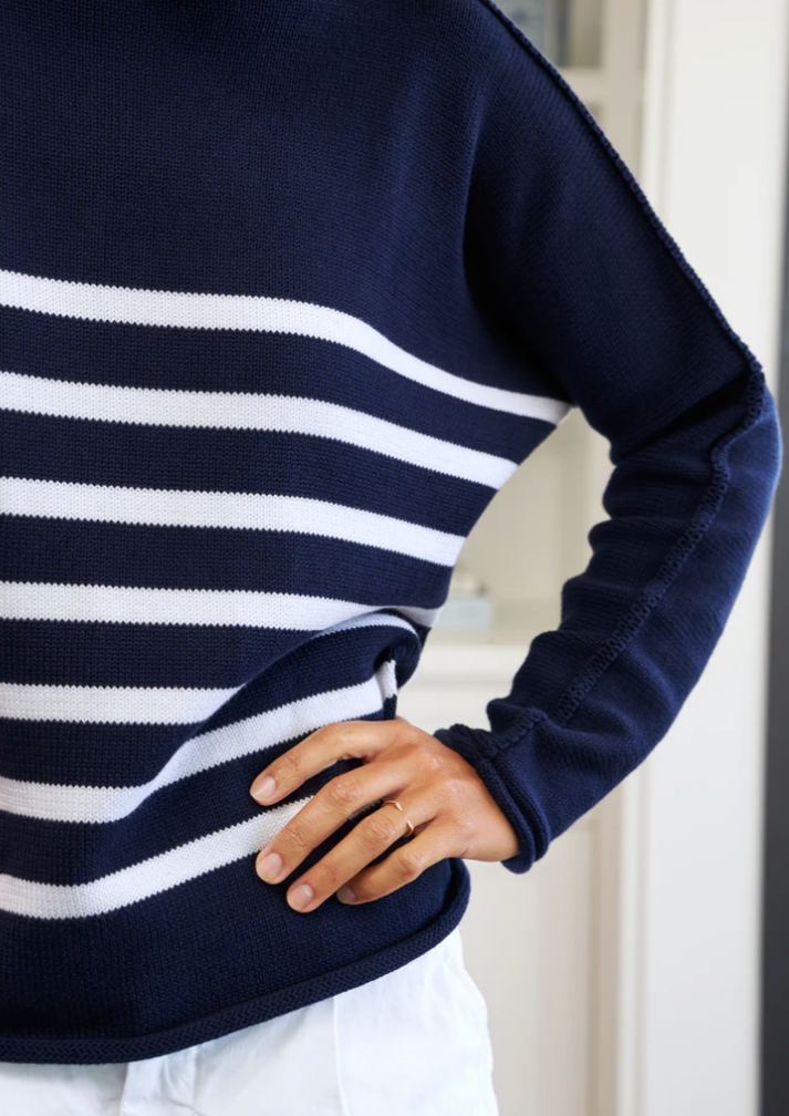 F&E Monterey Navy & White Stripe Sweater