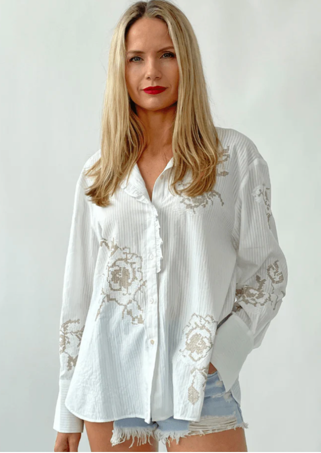 Milano White Embroidered Shirt