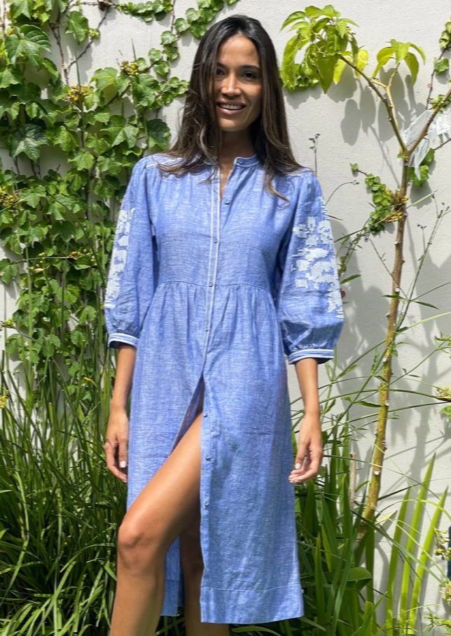 Sicily Blue Chambray Dress