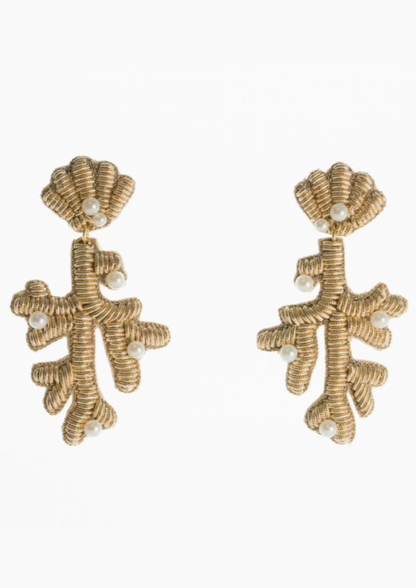 Capri Coral Earrings in Gold