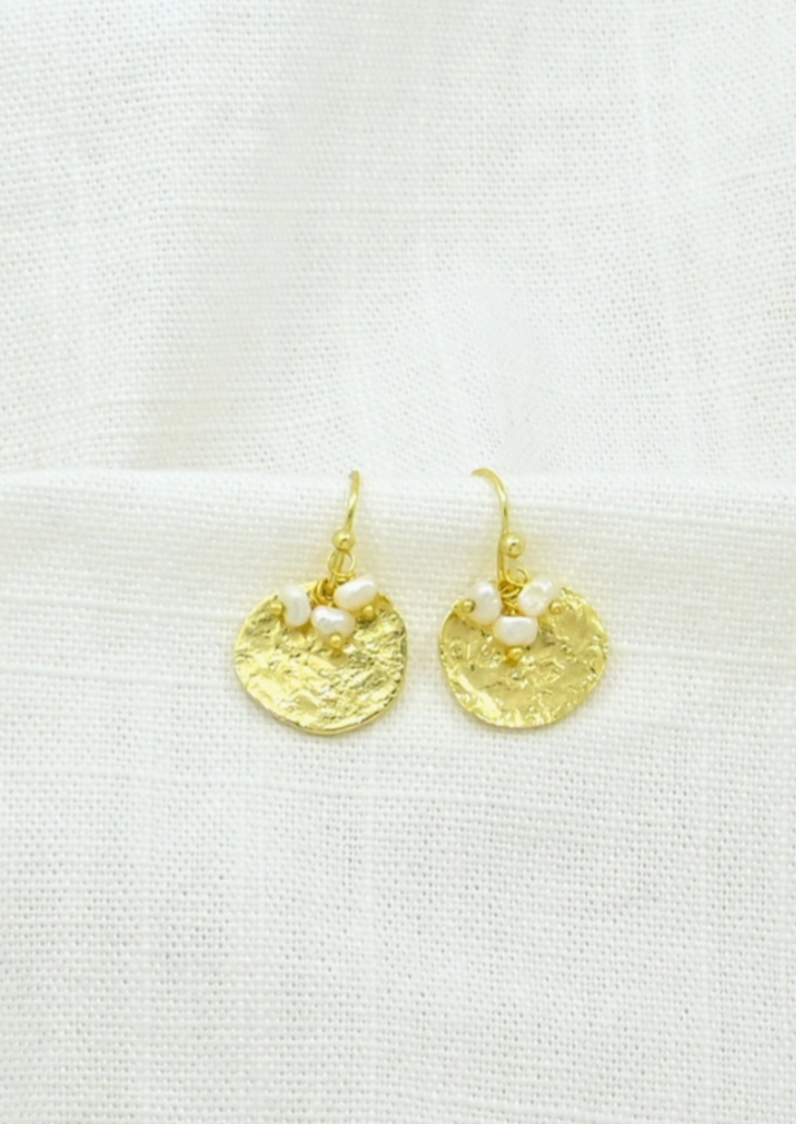 Pearl Disc Earrings