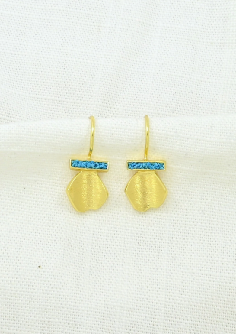 Gold Turquoise Tile Earrings