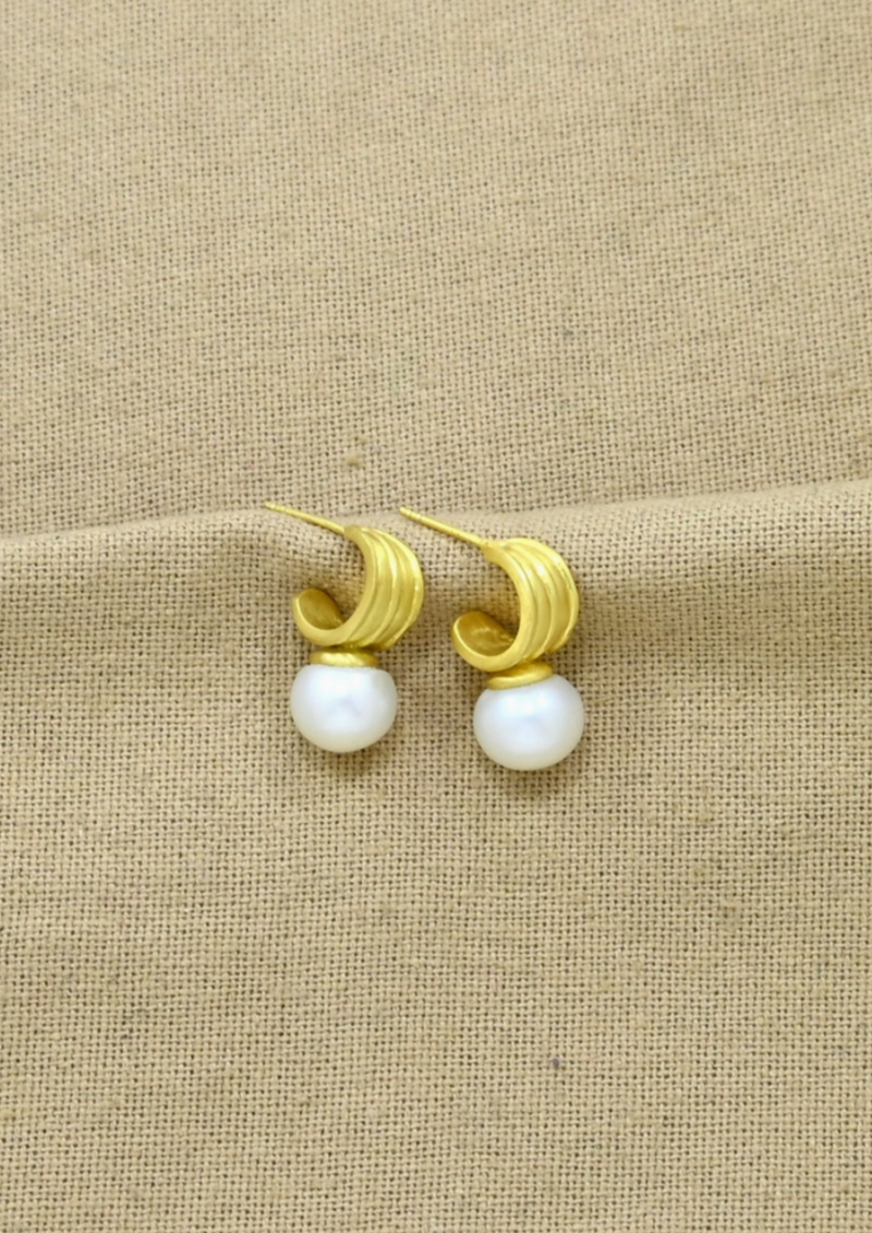 Tiny Pearl Hoop Earrings