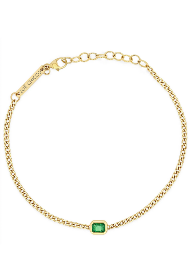 Zoe Chicco Emerald Curb Chain Bracelet