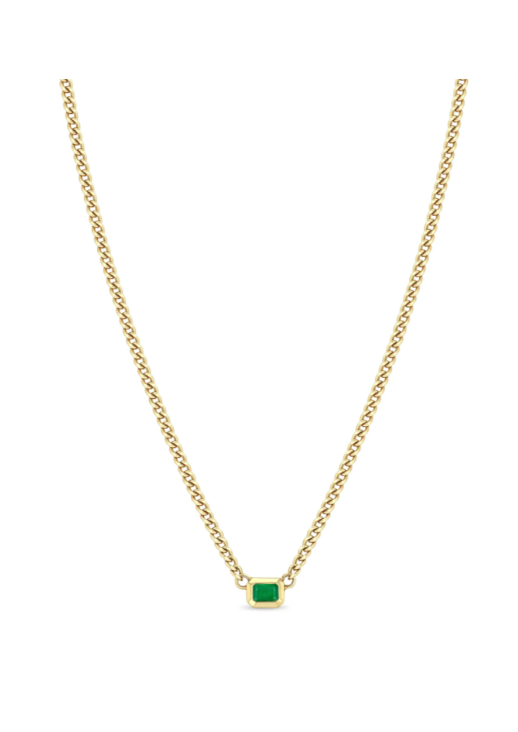 Zoe Chicco Emerald Curb Chain Necklace