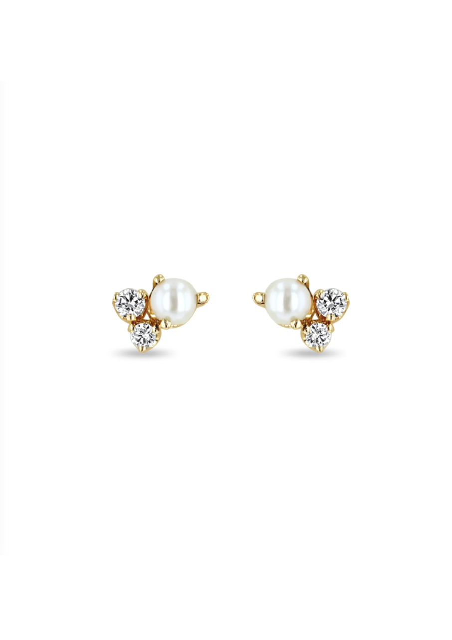 Zoe Chicco Diamond & Pearl Cluster Studs