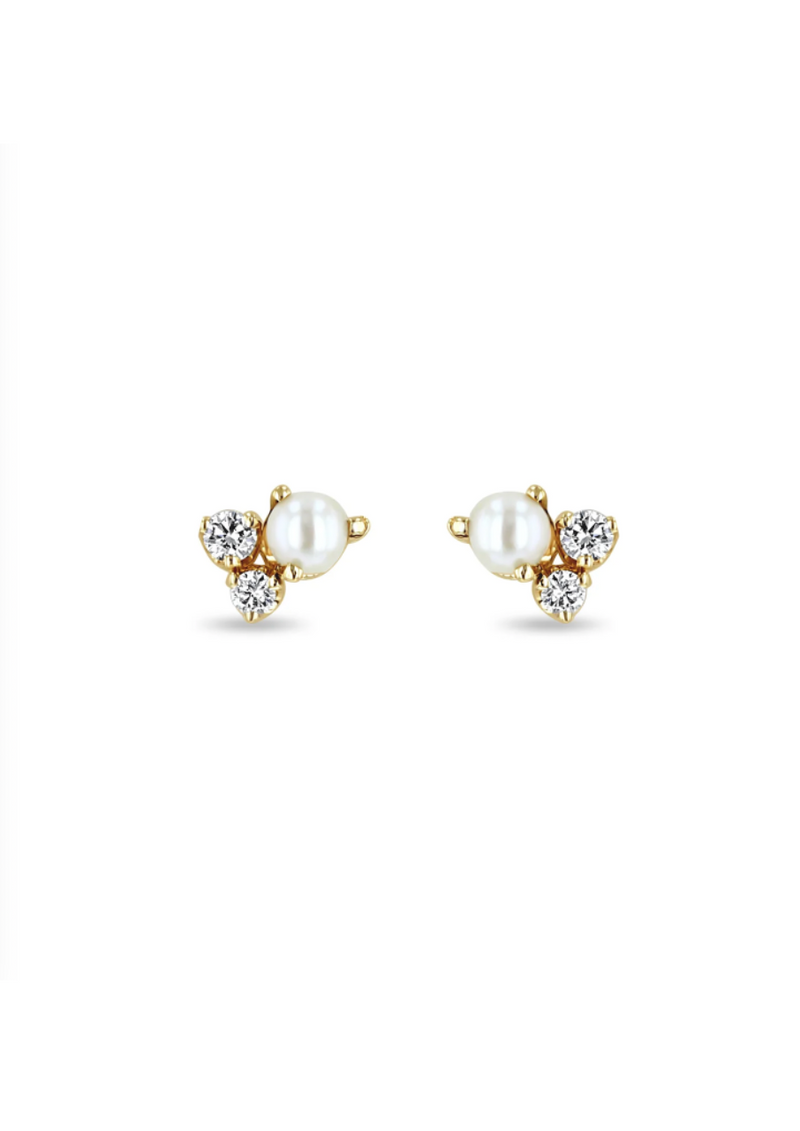 Zoe Chicco Diamond & Pearl Cluster Studs