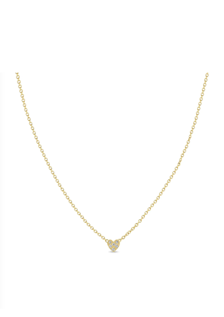 Zoe Chicco Itty Bitty Pave Heart Necklace
