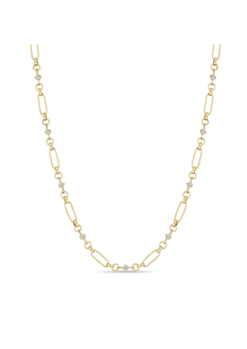 Zoe Chicco Diamond Paperclip Rolo Neckalce