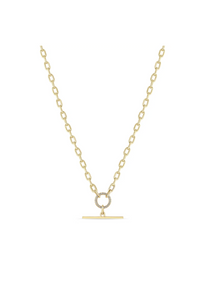 Zoe Chicco 14k Pave Diamond Circle Toggle Necklace
