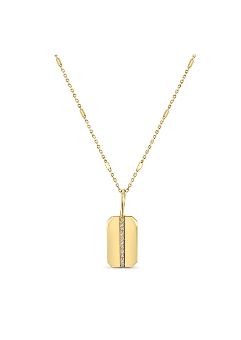 Zoe Chicco 14K Pave Dog Tag Necklace