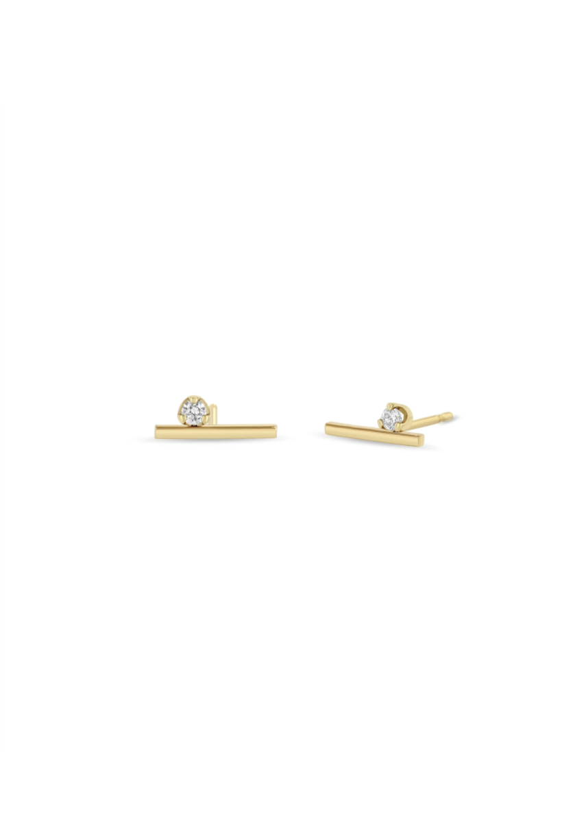 Zoe Chicco 14k Diamond Bar Studs
