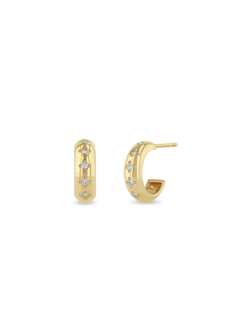 Zoe Chicco 14k 5 Diamond Chubby Hoops