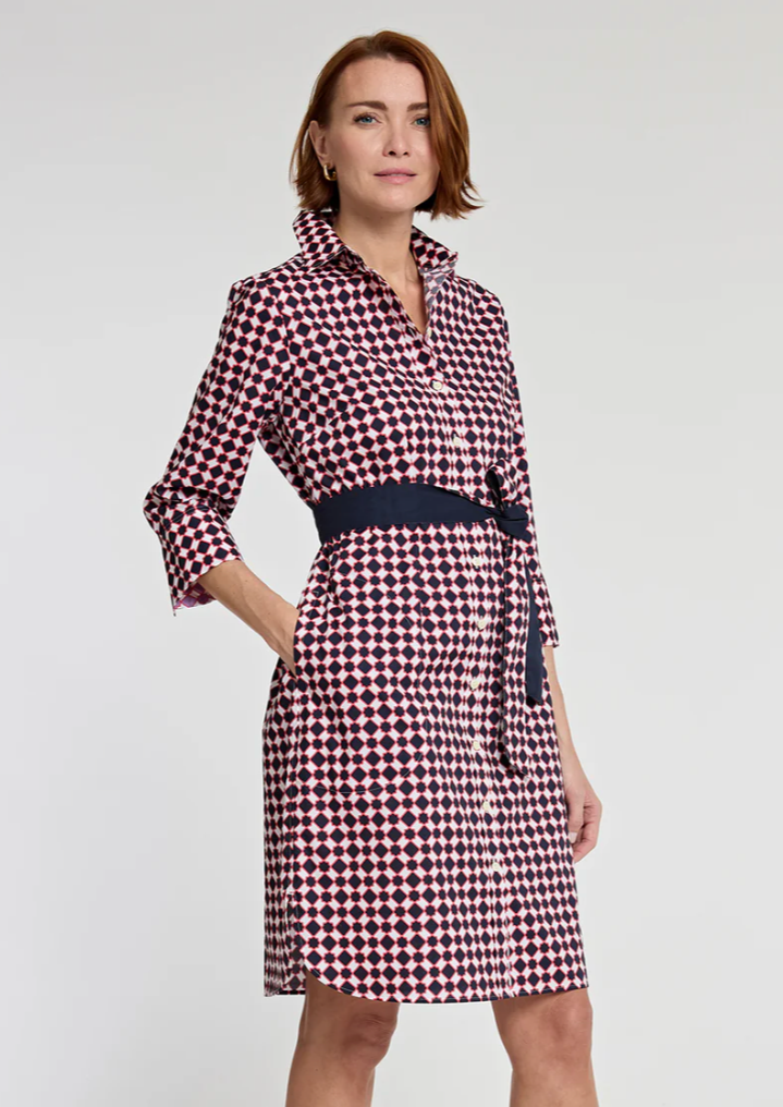 Kathleen Navy Multi Tile Dress