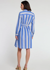 Tamron Long Sleeve Awning Stripe Print Dress