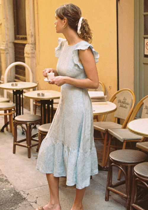 Trovata Rosa Dress Sky Linen