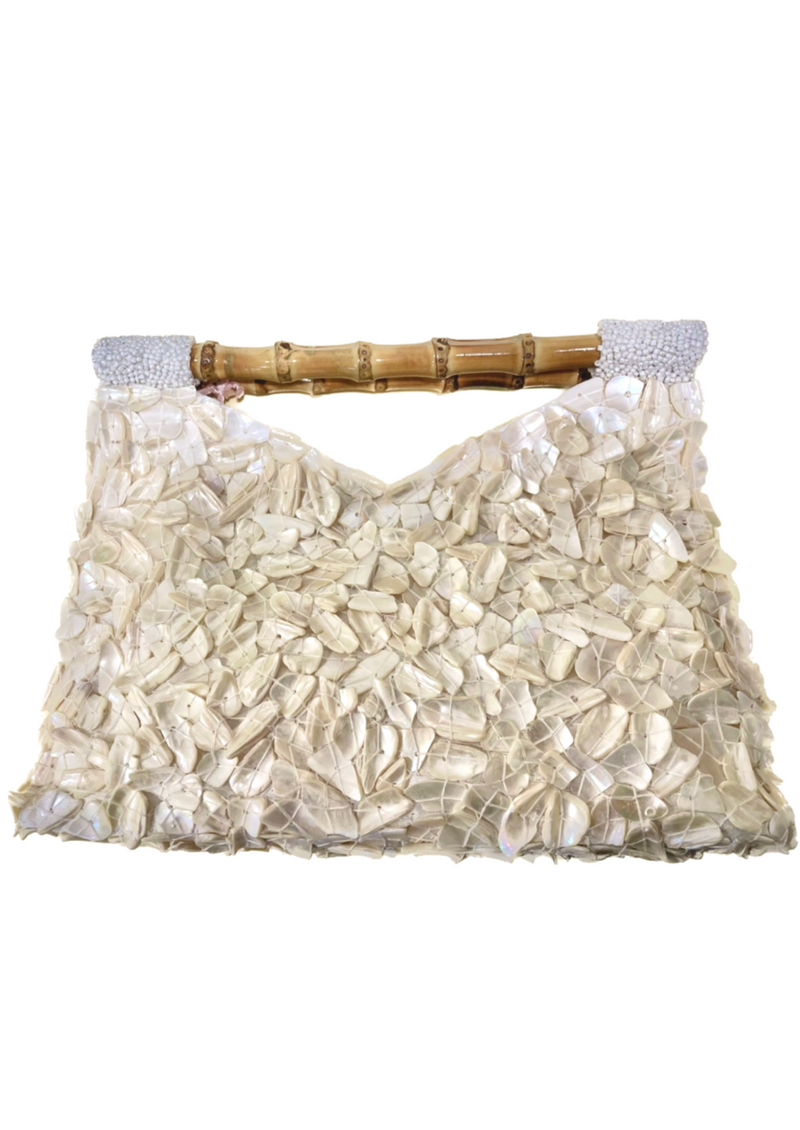 Bamboo Handle Shell Clutch