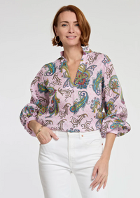 Billie Linen Paisley Print Top