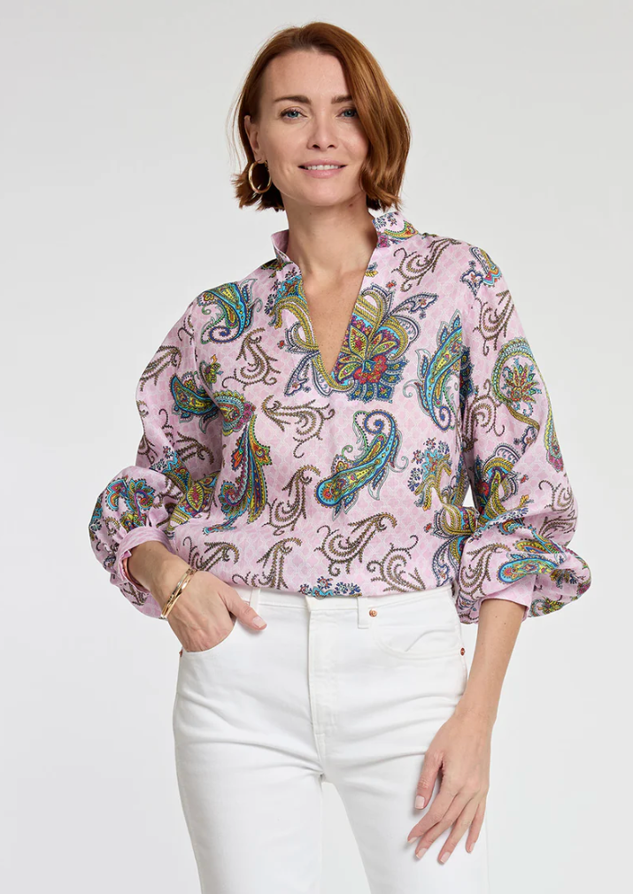 Billie Linen Paisley Print Top