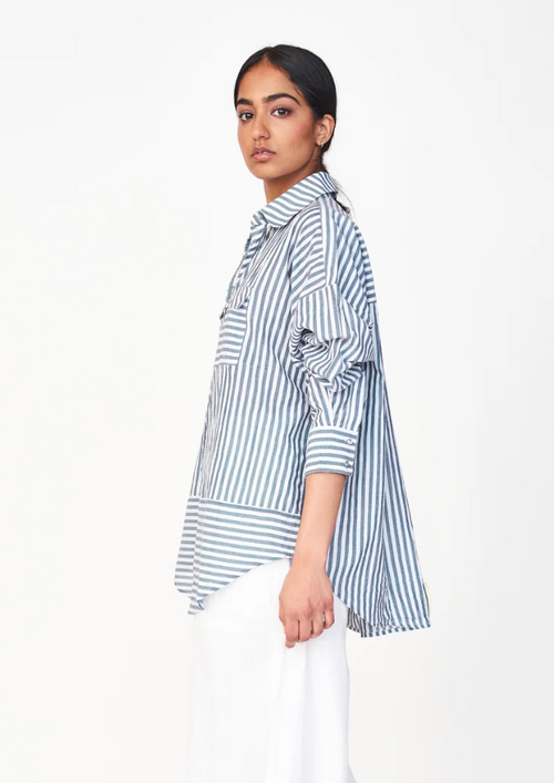 Kyoto Blouse In Ocean Stripes