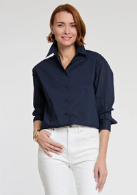 Halsey Long Sleeve Lace Trim Cotton Shirt