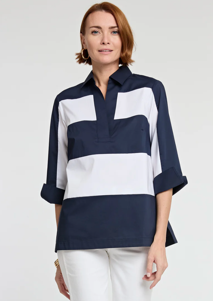 Vicky 3/4 Sleeve Colorblock Cotton Top