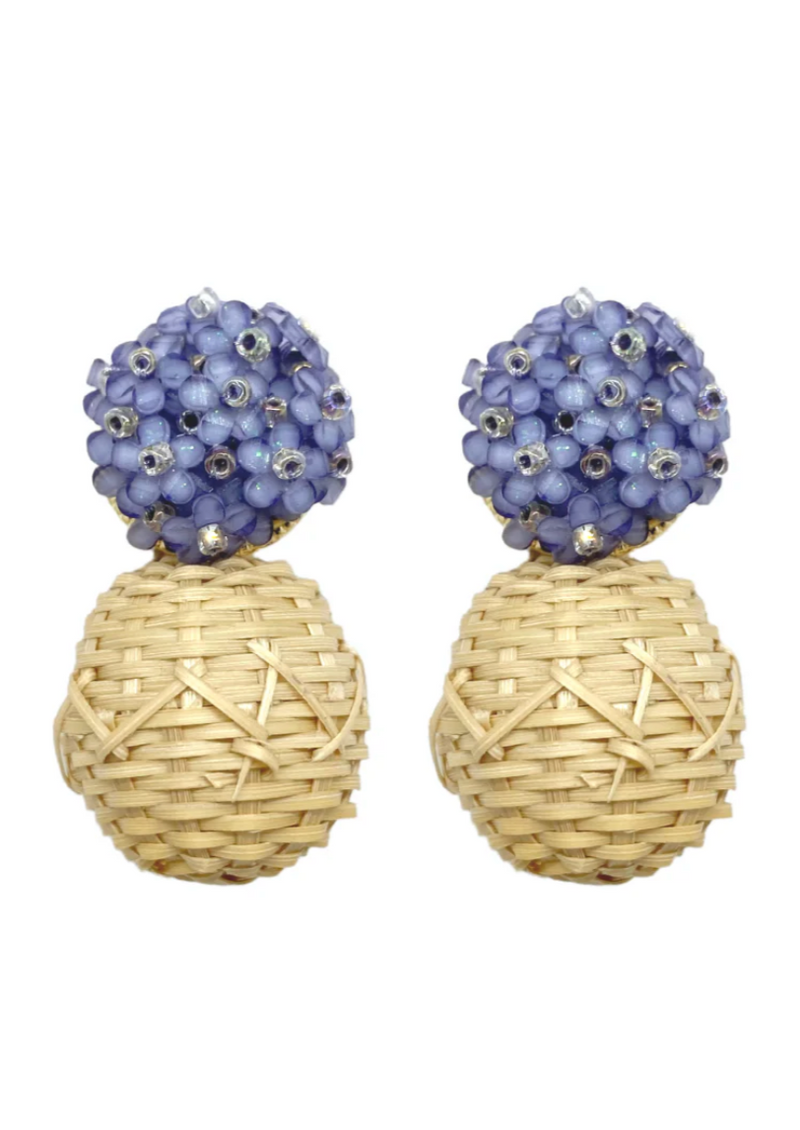 Rattan Ball Earrings Lavender