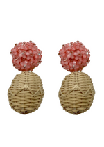 Rattan Ball Earrings Pink