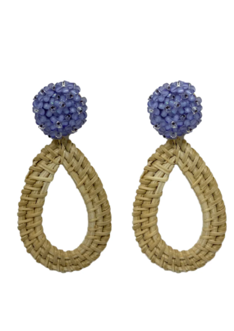 Ava Rattan LavenderTeardrop Earrings