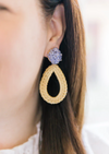 Ava Rattan LavenderTeardrop Earrings