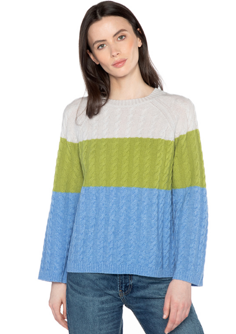 Kinross Cable Raglan Crew Multi