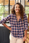 F&E Eileen Rust & Navy Plaid Shirt