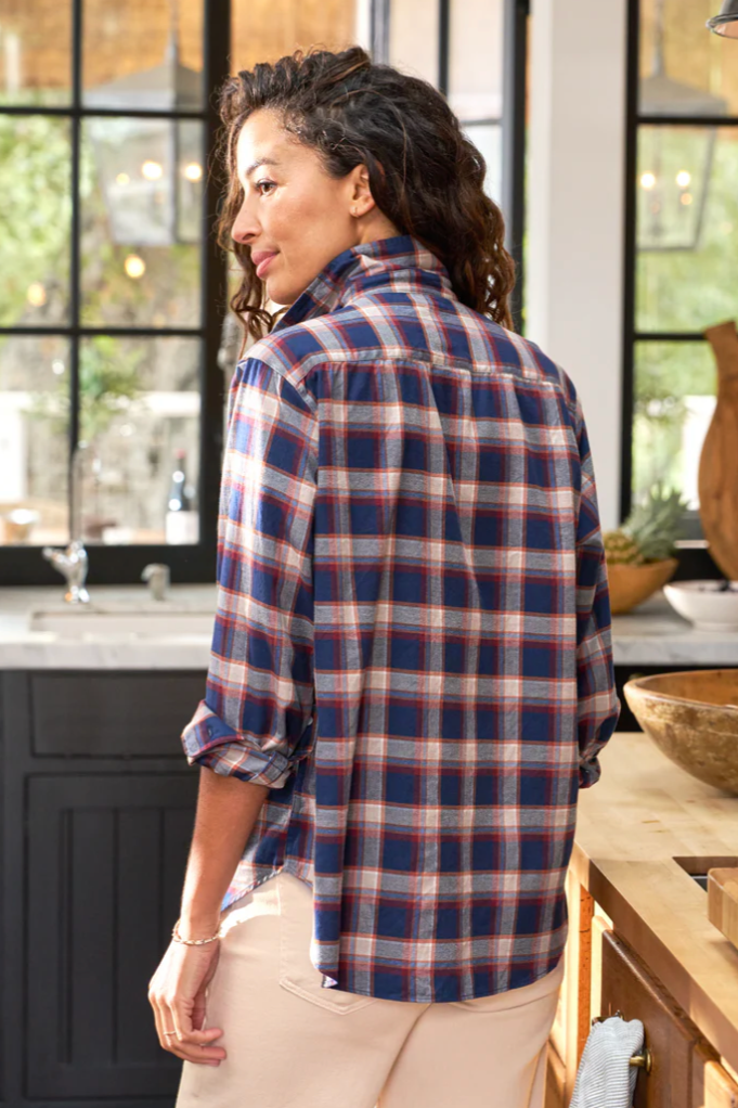 F&E Eileen Rust & Navy Plaid Shirt