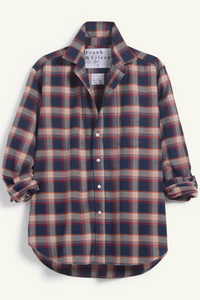 F&E Eileen Rust & Navy Plaid Shirt