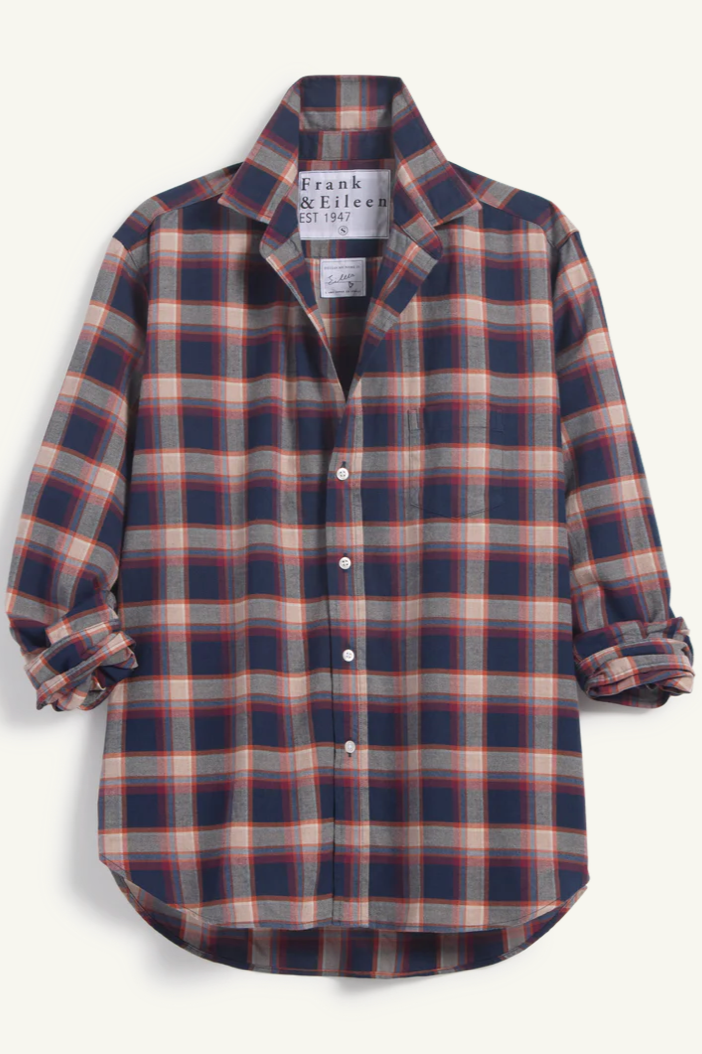 F&E Eileen Rust & Navy Plaid Shirt