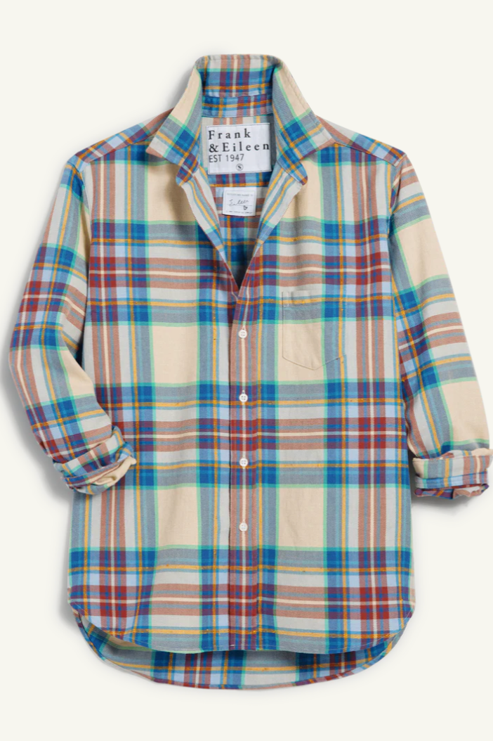 F&E Eileen Tan, Red & Blue Flannel Plaid