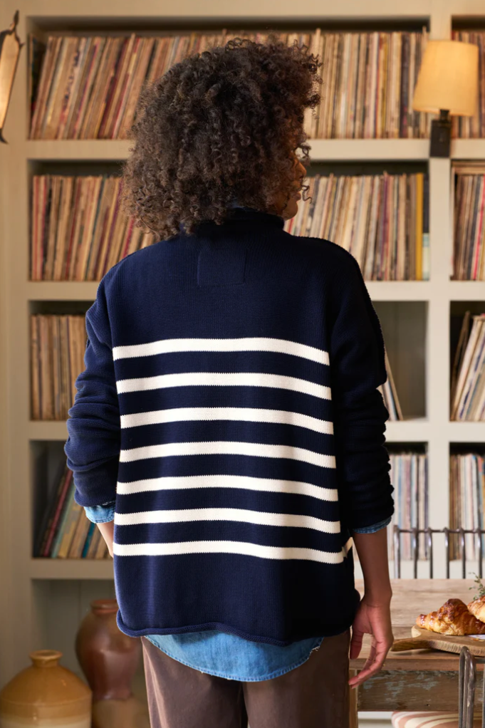 F&E Monterey Navy w/ Cream Stripe Sweater