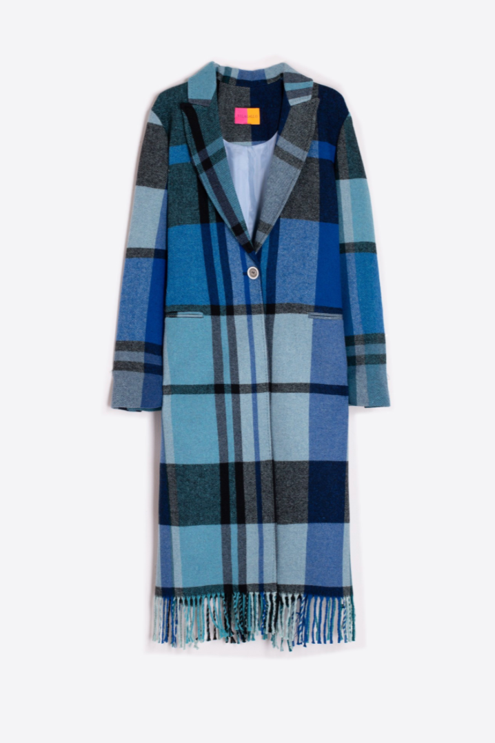 Vilagallo Katherin Blue Plaid Coat