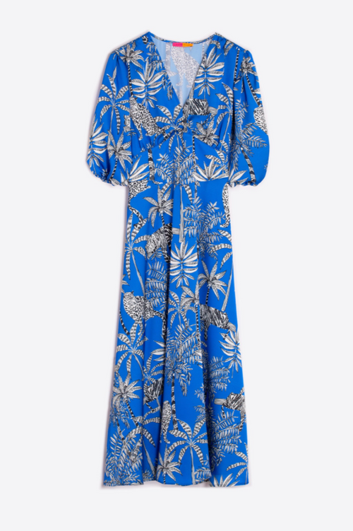 Vilagallo Natasha Blue Jungle Midi Dress