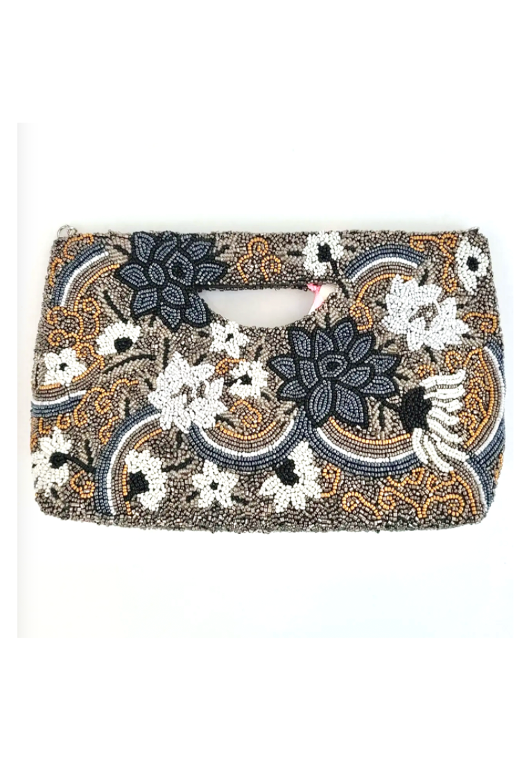 Metallic Floral Cut Out Clutch