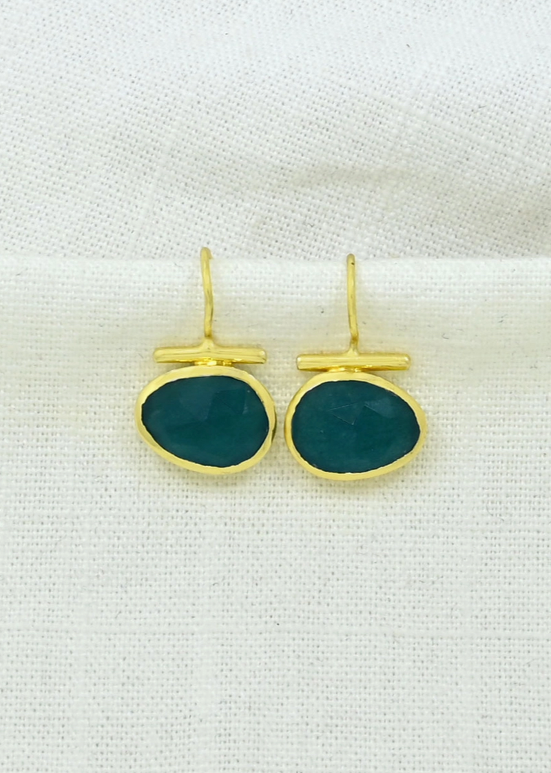 Blue Jade Bar Earrings