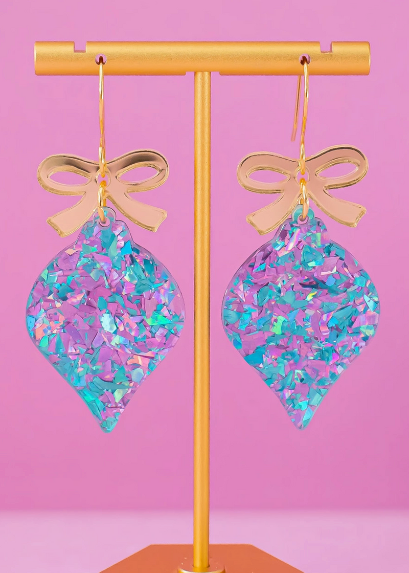 Christmas Ornament Earrings - Turq & Purple