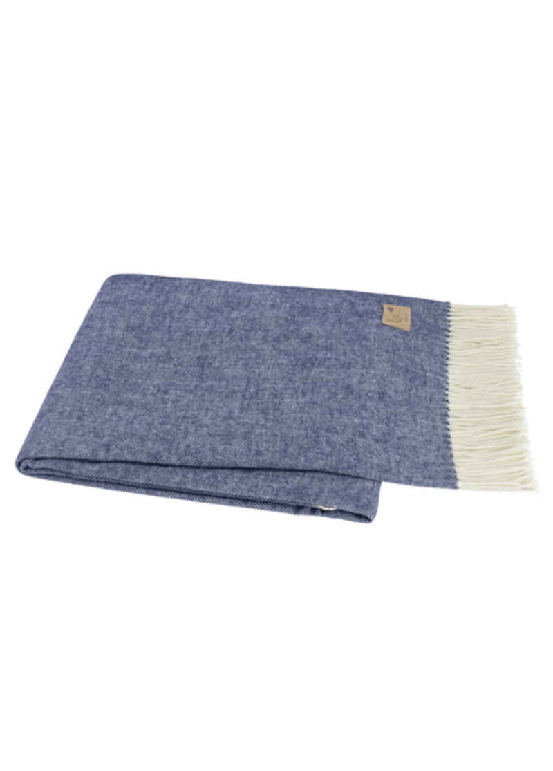 Indigo Italian Herringbone Throw