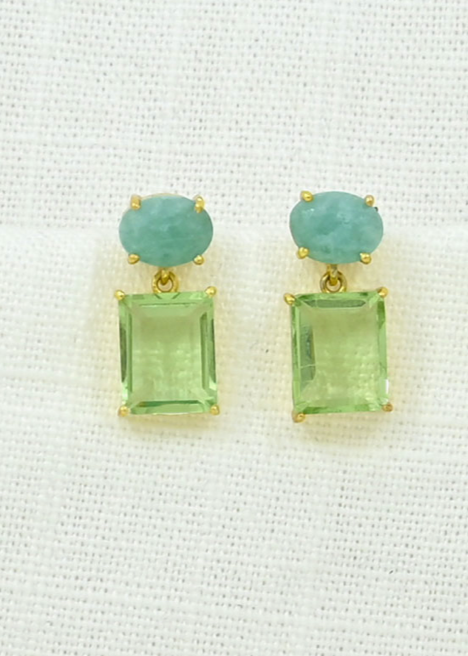 Amazonite & Green Qtz Earrings