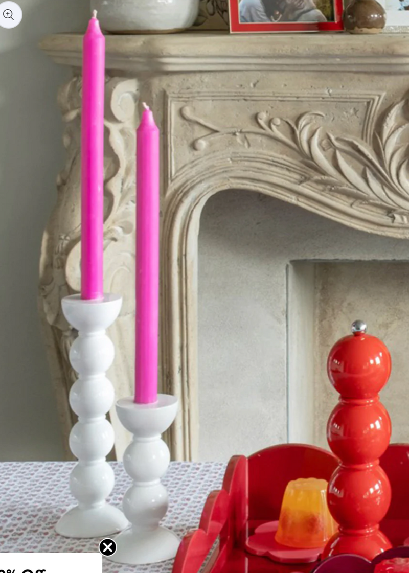 White Bobbin Candle Stick Tall