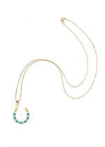 Jane Win LUCKY Seven Stone Horshoe Necklace Turquoise