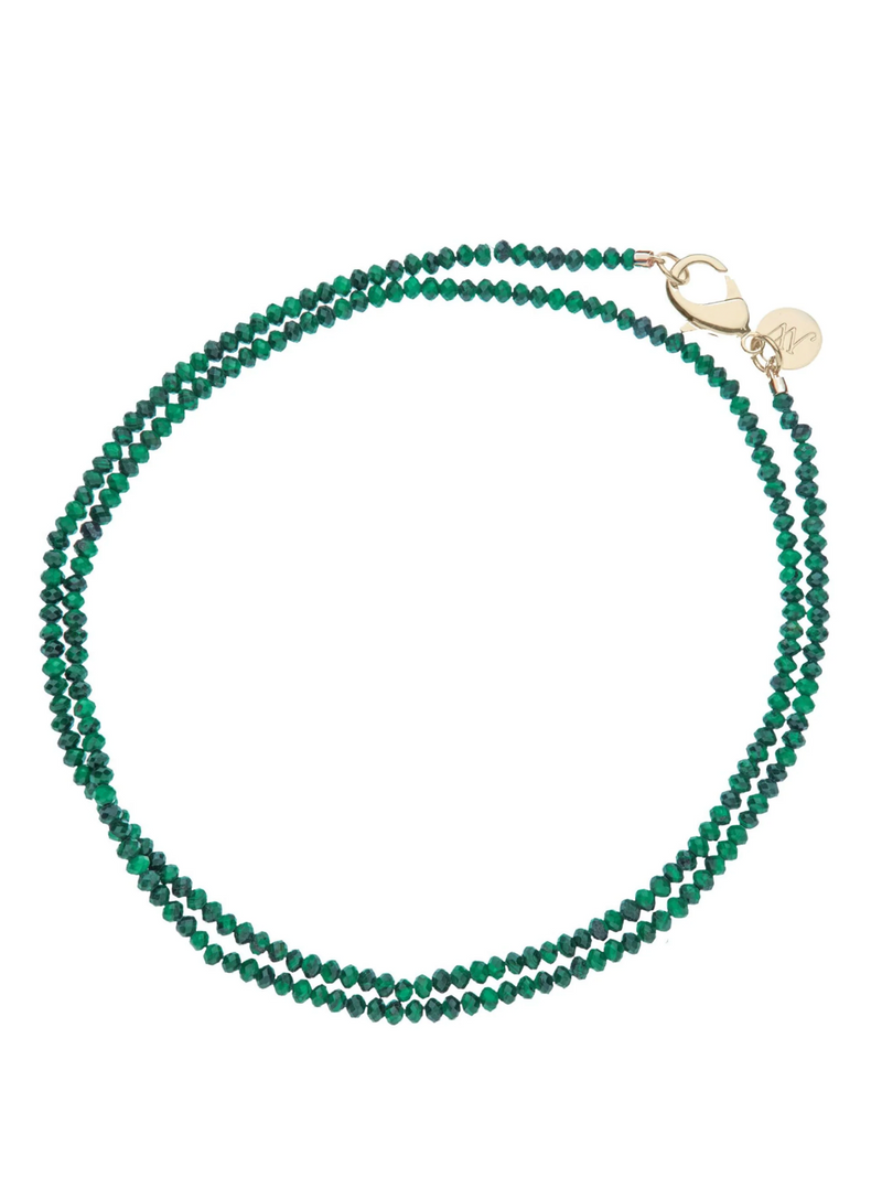 Jane Win Double Wrap Diamond-Cut Malachite Beaded Necklace