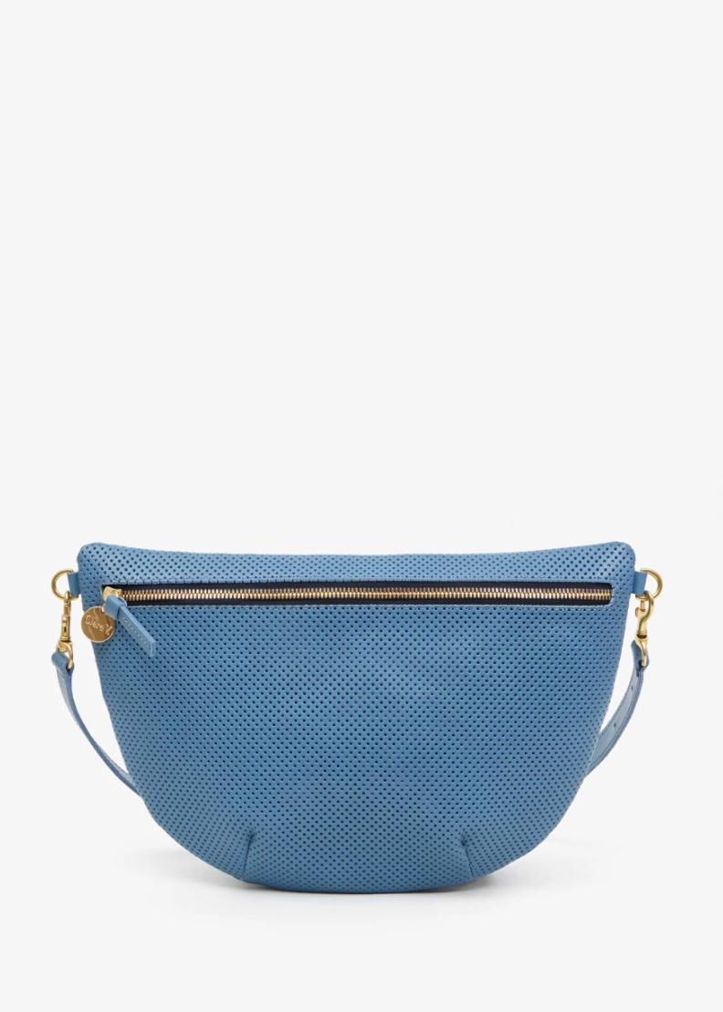 Clare V Grande Fanny Desert Blue Perforated