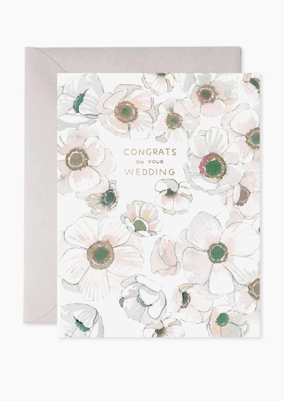 White Flower Wedding Greeting Card