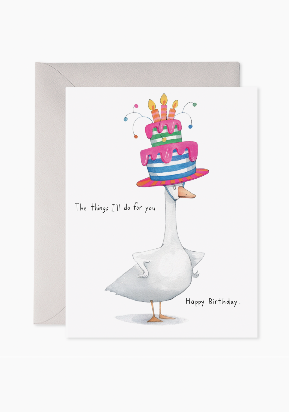 Goose Cake Hat Birthday Greeting Card